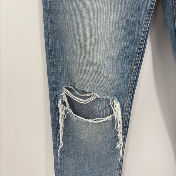 GRLFRND Revolve Kiara Tripped Up Ankle distress knee Cut blue Jeans size 28 - Picture 8 of 16